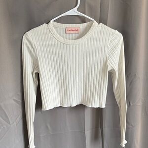 Lisa Says Gah Cream Ribbed Crop Top